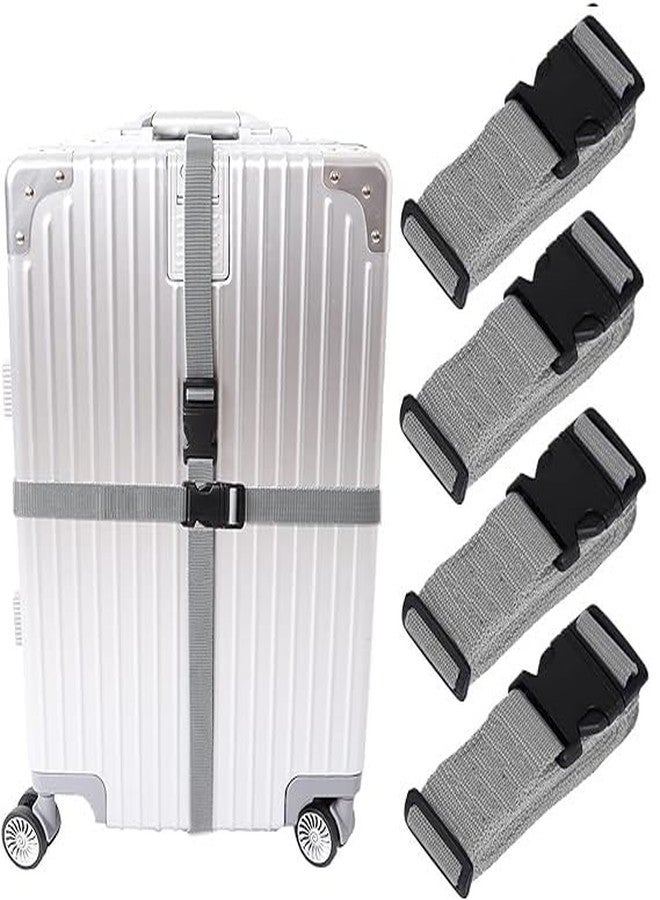 iCONY 4 Piece Luggage Strap with Quick Release Buckle, Adjustable Suitcase Straps and Heavy Duty Strap Buckle Packing Straps Travel Accessories, (1 inch, Grey) - Image 1